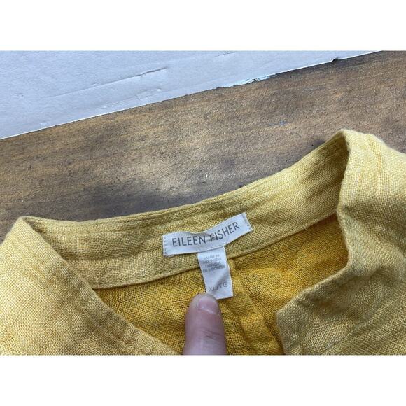 Eileen Fisher Jacket Mustard Marigold Yellow Womens Linen Utility Lightweight XL - Picture 6 of 11